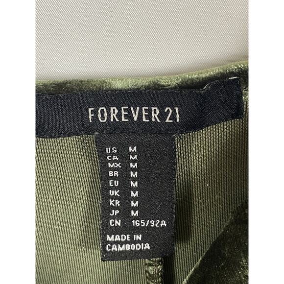 Forever 21 Women Green Velvet Slio Mini Dress Tie Front Spaghetti Strap Size M - Picture 3 of 9